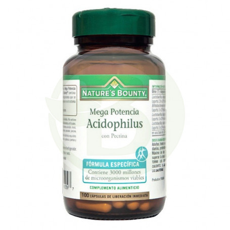 Mega Potencia Acidophilus con Pectina 100 Cápsulas Natures Bounty