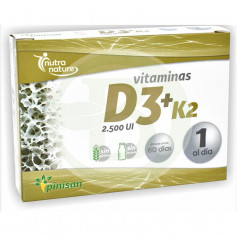 Vitaminas D3 e K2 2.500 UI 60 cápsulas Pinisan