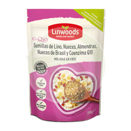 Sementes de linho, nozes, amêndoas e Q10 Bio 200Gr. Linwoods