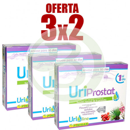 Embalagem 3x2 Uriprostat 30 cápsulas Pinisan