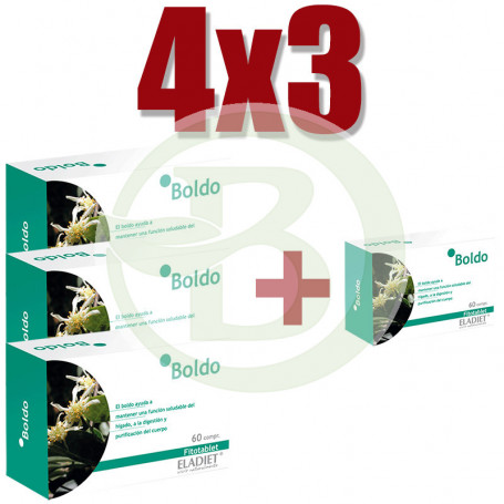 Pack 4x3 Boldo 60 Comprimidos Eladiet