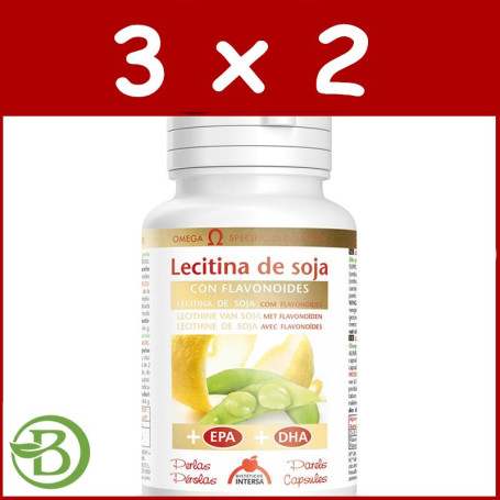 Pack 3x2 Lecitina de Soja con Bioflavonoides 90 Cápsulas Intersa