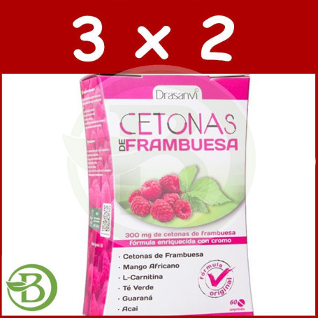 Pack 3x2 Cetonas Frambuesa 60 Comprimidos Drasanvi