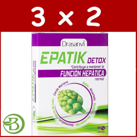 Pack 3x2 Epatik Detox 30 Comprimidos Drasanvi