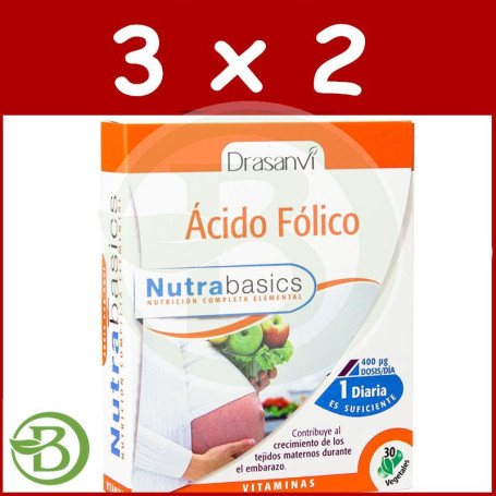 Pack 3x2 Ácido Fólico 30 Cápsulas Drasanvi