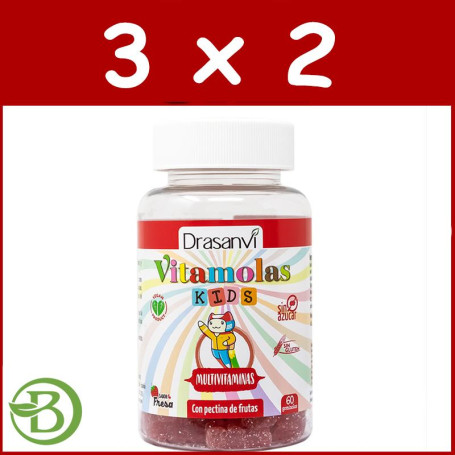 Pack 3x2 Vitamolas Multivitaminico Niños 60 Gominolas Drasanvi