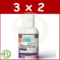 Pack 3x2 Champô Biotina e Aloé Vera 100Ml. Drasanvi