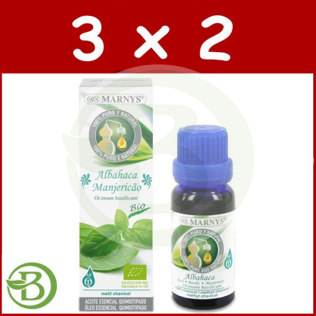 Pack 3x2 Aceite Esencial Alimentario de Albahaca 15Ml. Marnys