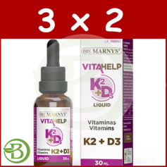 Pack 3x2 Vitahelp K2 com D3 30Ml Marnys