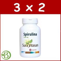 Pacote 3x2 Spirulina 100 comprimidos Sura Vitasan