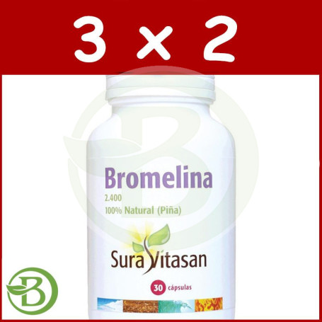 Pack 3x2 Bromelina 2.400 30 Cápsulas Sura Vitasan