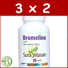 Pacote 3x2 Bromelaína 2.400 90 Cápsulas Sura Vitasan