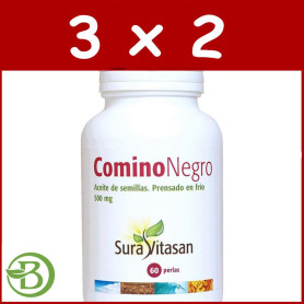 Pack 3x2 Comino Negro 60 Perlas Sura Vitasan