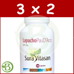 Pacote 3x2 Lapacho Pau Darco 500Mg. 100 Cápsulas Sura Vitasan