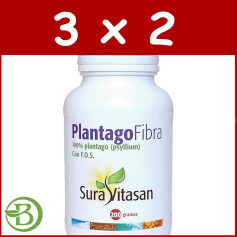 Pack 3x2 Plantago Fiber com FOS 200Gr. Sura Vitasan