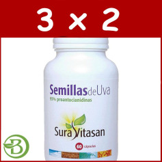 Embalagem 3x2 Sementes de Uva 60 Cápsulas Sura Vitasan