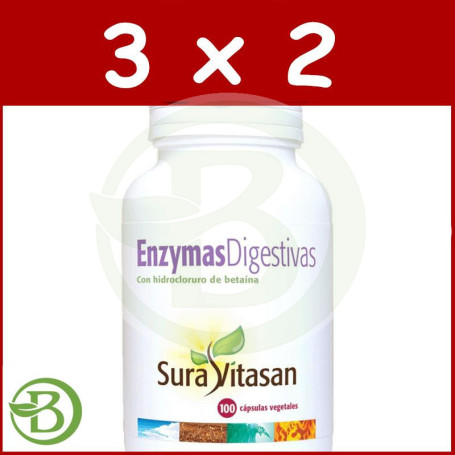 Pack 3x2 Enzymas Digestivas 100 Cápsulas Sura Vitasan