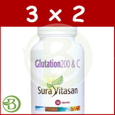 Pack 3x2 Glutationa 200 e C 30 Cápsulas Sura Vitasan