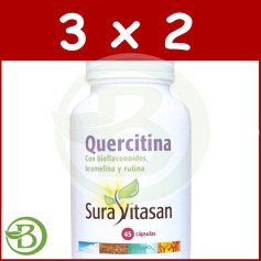 Pacote 3x2 Quercetina 600Mg. 45 Cápsulas Sura Vitasan