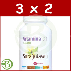 Embalagem 3x2 Vitamina D3 60 Cápsulas Sura Vitasan