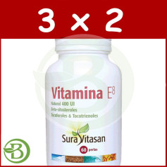 Pack 3x2 Vitamina E8 400U.I. 60 Pérolas Sura Vitasan