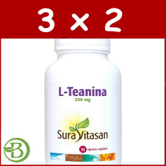 Embalagem 3x2 L-Teanina 250Mg. 30 Cápsulas Sura Vitasan