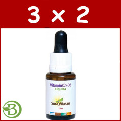 Embalagem 3x2 Vitamina K2 e D3 15Ml. Sura Vitasan