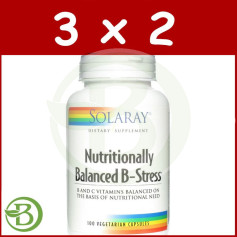 Pacote 3x2 B-Stress Nutricionalmente Equilibrado 100 Cápsulas Vegetais Solaray