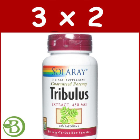 Pack 3x2 Tribulus 450Mg. 60 Cápsulas Solaray