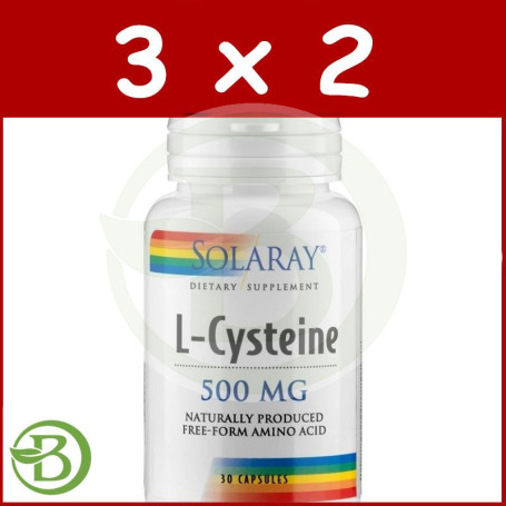 Pack 3x2 L-Cisteína 500Mg. 30 Cápsulas Solaray