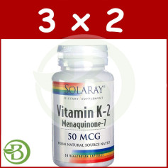 Pacote 3x2 Vitamina K2 30 Cápsulas Solaray