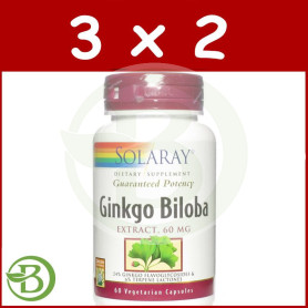 Pack 3x2 Ginkgo Biloba 60Mg. 60 Cápsulas Solaray