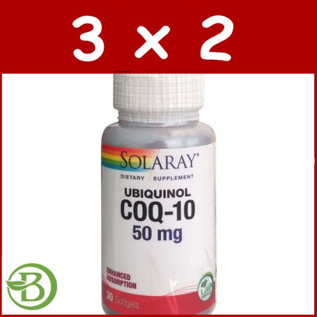 Pack 3x2 Ubiquinol CoQ10 50Mg. 30 Perlas Solaray