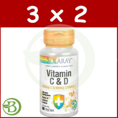 Pacote 3x2 Vitamina C+D 60 Cápsulas Solaray