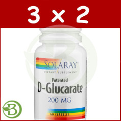 Pacote 3x2 D-Glucarato de Cálcio 400Mg. 60 Cápsulas Solaray