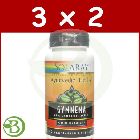 Pack 3x2 Gymnema 385Mg. 60 Cápsulas Vegetales Solaray