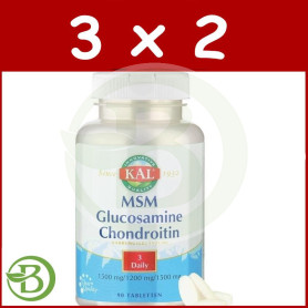 Pack 3x2 Glucosamina, Condroitina y MSM 90 Comprimidos Kal