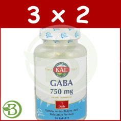 Pacote 3x2 GABA 750Mg. 90 comprimidos de Kal