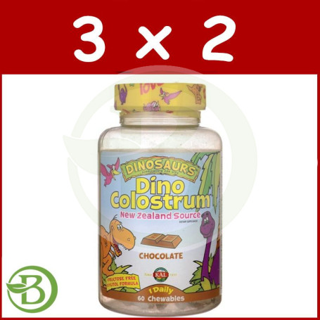 Pack 3x2 Dino Colostrum Choco 60 Dinosaurios Masticables Kal