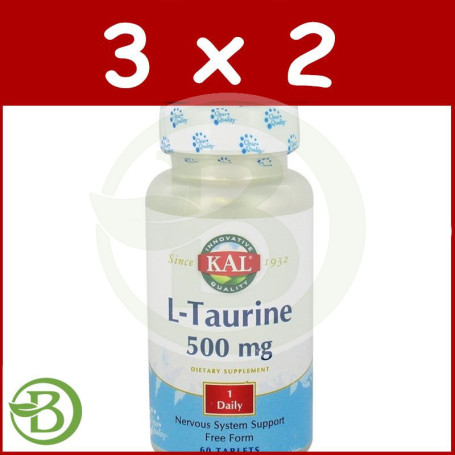 Pack 3x2 L-Taurina 500Mg. 60 Comprimidos Kal