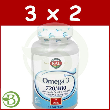 Pack 3x2 Omega 3 720/480 60 Perlas Kal