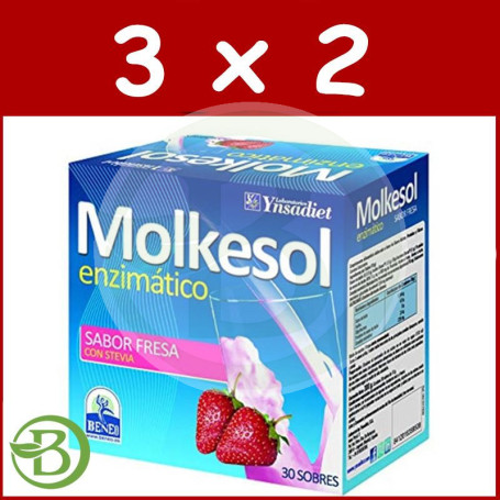 Pack 3x2 Molkesol Fresa con Estevia 30 Sobres Ynsadiet