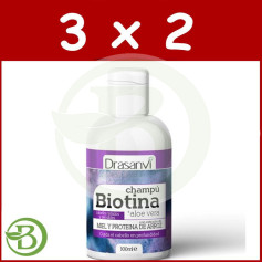 Pacote 3x2 Shampoo Biotina e Aloe Vera para Cabelos Tingidos 100Ml. Drasanvi