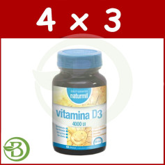 Pacote 4x3 Vitamina D3 4.000UI. 60 Cápsulas Naturmil