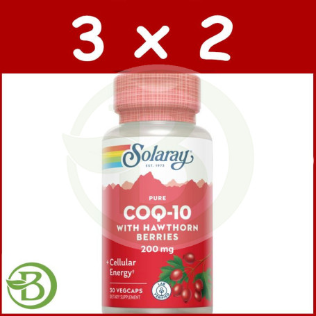 Pack 3x2 Pure Coq10 200 Mg - 30 Cápsulas Solaray