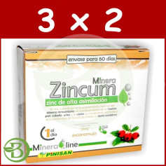 Pacote 3x2 Mineraline Zincum 60 Cápsulas Pinisan