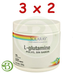 Pacote 3x2 L-Glutamina em Pó 300Gr. Sabor Neutro Solaray