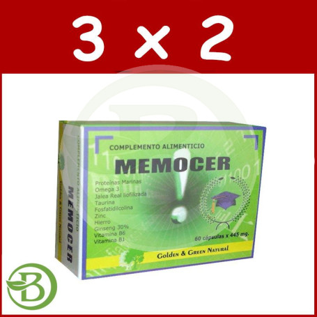 Pack 3x2 Memocer Golden Green 60 Cápsulas