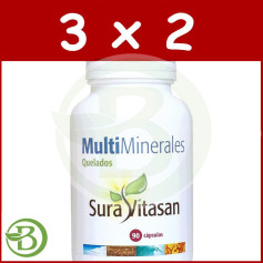 Pacote 3x2 Minerais Multi Quelatados 90 Cápsulas Sura Vitasan