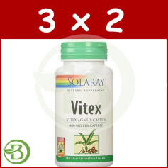 Pacote 3x2 Vitex (Chasteberry) 60 Cápsulas Solaray